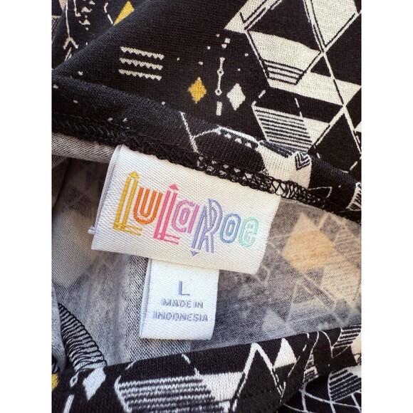 LuLaRoe Julia Women Ladies Dress Bodycon L Black Geometric - Picture 16 of 17